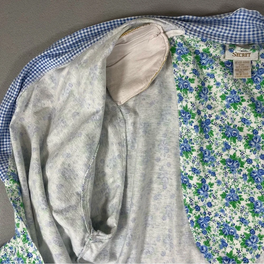 🪻90s Victoria’s Secret Gold Label Floral Cotton Robe M/L Cottagecore Tradwife - Picture 11 of 12